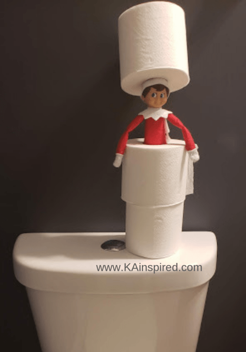 elf hiding in toilet paper